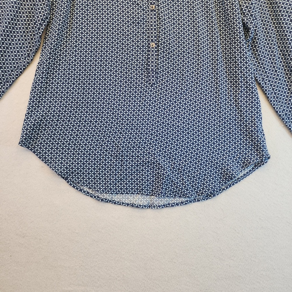 Yessica C&A Navy Geometric Print Roll Tab Sleeve Viscose Blouse Top Womens 38/40 - Picture 5 of 16